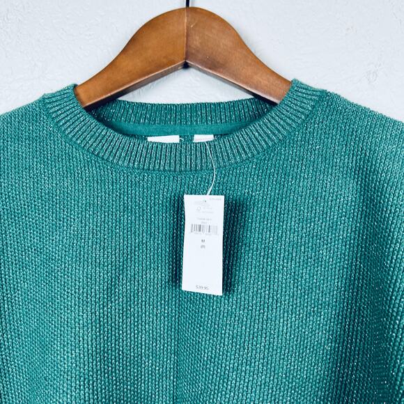 NEW! Gap Kids Sweater Metallic Green Holiday - M - Picture 2 of 4